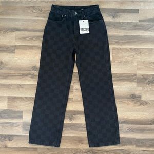 NEW Ragged Priest Black Checker Straight Leg Jeans